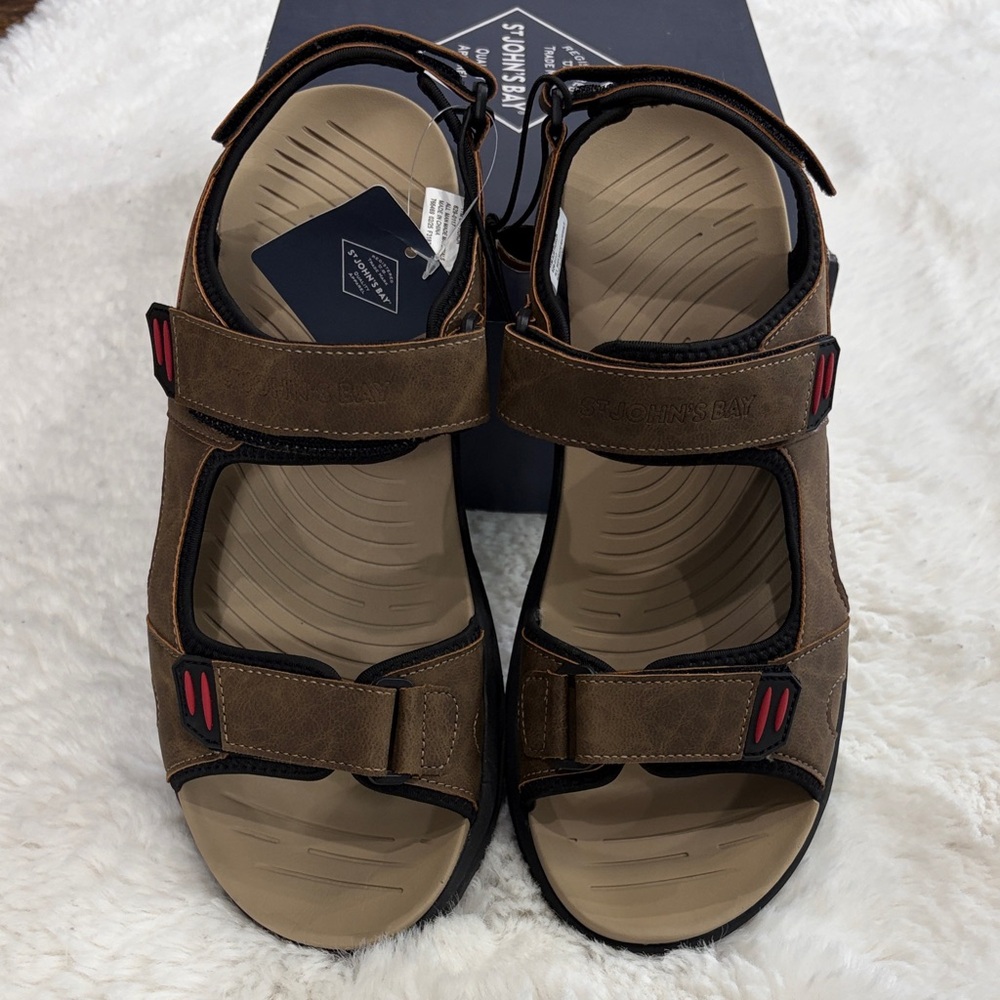St. John's Bay Men's Tan and Black Sandals,Size 11-M - Picture 12 of 17